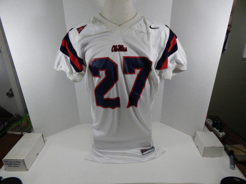 2002-05 Ole Miss Rebels #27 Game Used White Jersey Name Plate Removed L 052