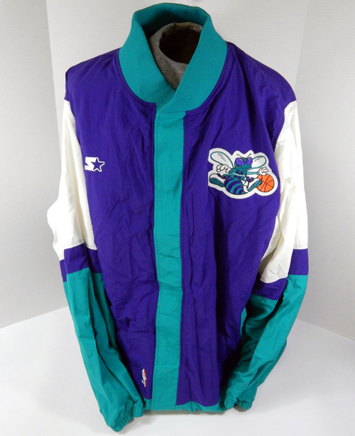 1997-98 Charlotte Hornets Game Issued Warm Up Purple Jacket 50 DP31385