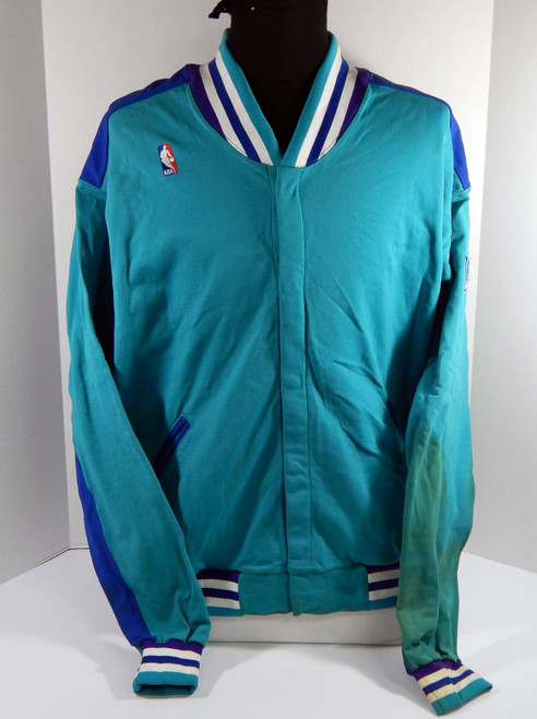 1990-91 Charlotte Hornets Game Issued Teal Game Jacket 48 DP41618