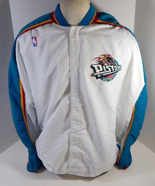 1997-98 Detroit Pistons Scott Pollard #31 Game Used White Warm Up Jacket 3XL 175