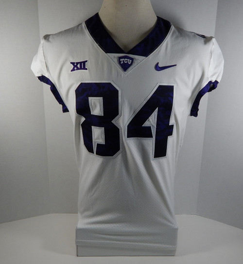 2015-18 Texas Christian Uni TCU Horned Frogs #84 Game Issued White FB Jersey 957