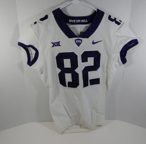 2015-18 Texas Christian Uni TCU Horned Frogs #82 Game Issued White FB Jersey 966