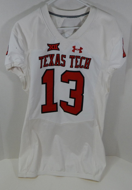 2018 Texas Tech Red Raiders Kolin Hill #13 Game Used White Jersey NP Rem 46 778