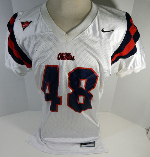 2002-05 Ole Miss Rebels #48 Game Used White Jersey Sec Patch 445