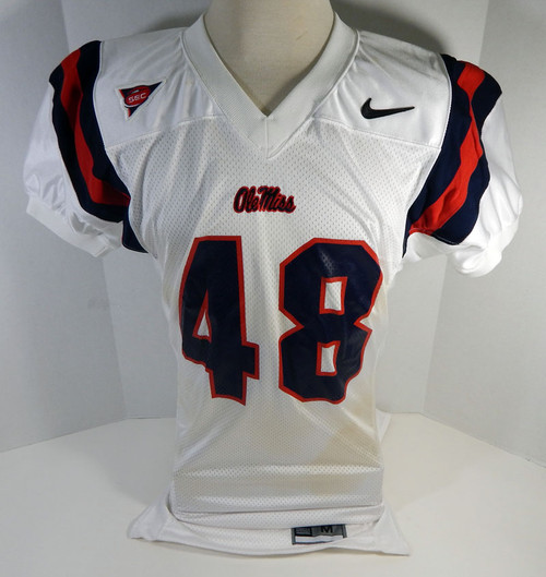 2002-05 Ole Miss Rebels #48 Game Used White Jersey Sec Patch 446