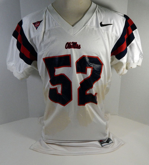 2002-05 Ole Miss Rebels #52 Game Used White Jersey Sec Patch 464