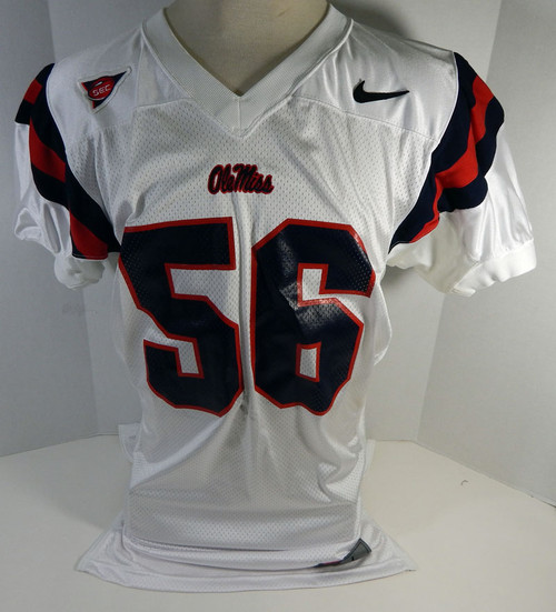 2002-05 Ole Miss Rebels #56 Game Used White Jersey Sec Patch 453