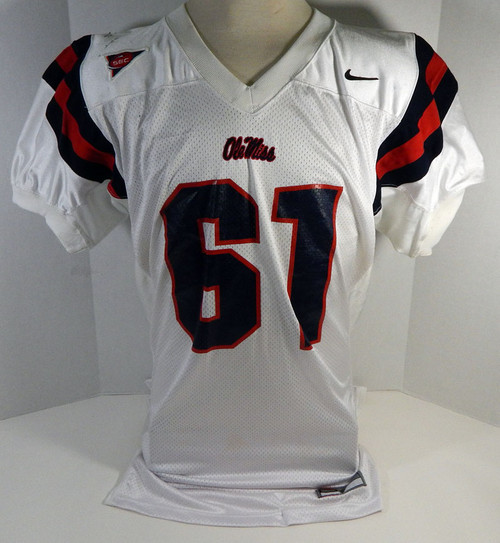 2002-05 Ole Miss Rebels #61 Game Used White Jersey Sec Patch 470