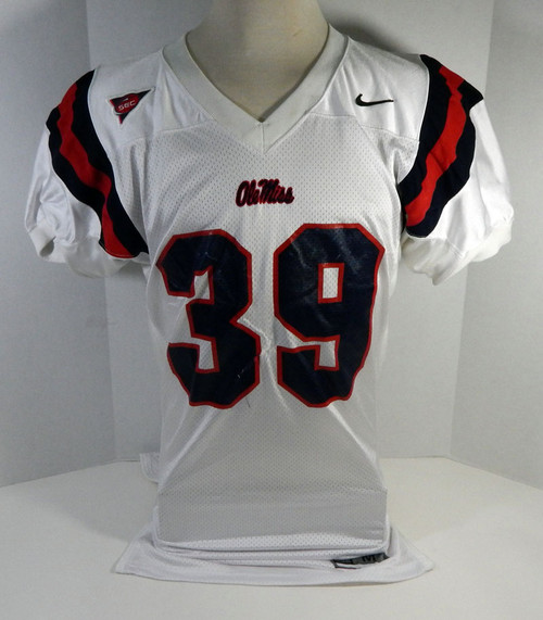 2002-05 Ole Miss Rebels #39 Game Used White Jersey Sec Patch 458