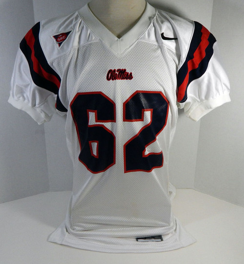 2002-05 Ole Miss Rebels #62 Game Used White Jersey Sec Patch 473