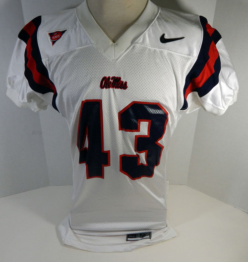 2002-05 Ole Miss Rebels #43 Game Used White Jersey Sec Patch 441