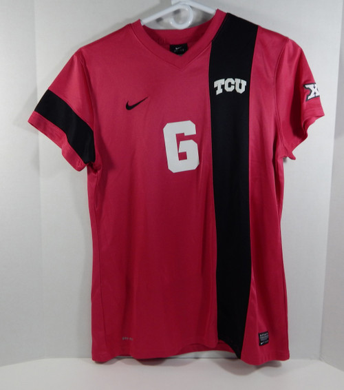 Texas Christian Uni TCU Horn Frogs #6 Red/Black Nike Soccer Game Used Jersey 07