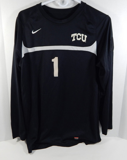 Texas Christian Uni TCU Horn Frogs #1 Black/Gray Nike Soccer Game Used Jersey 36