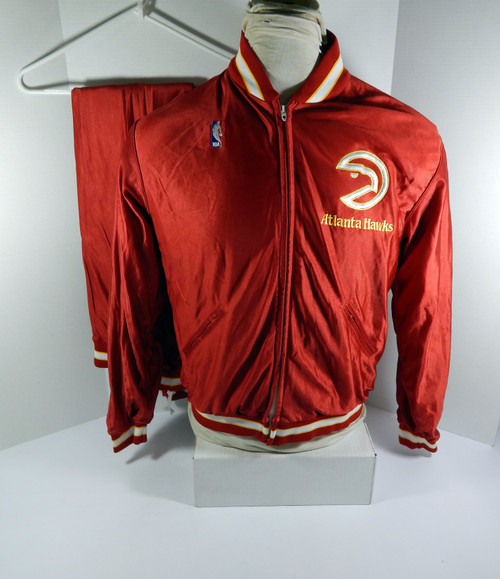 1988-89 Atlanta Hawks Game Issued Red Warm Up Jacket & Pants 42/38 DP40972