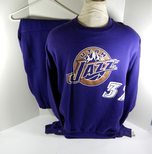 1990s Utah Jazz #32 Game Issued Purple Warm Up Sweatshirt & Pants 3XL DP41033