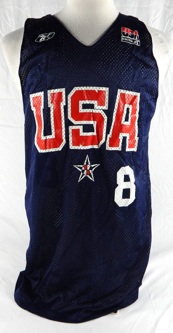 2000s Team USA Basketball #8 Game Issued Blue Practice Jersey M 906