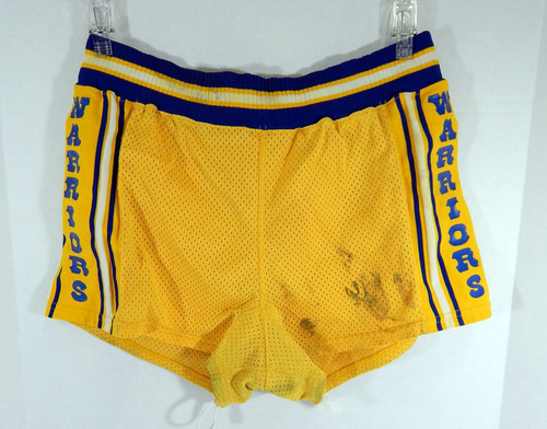 Golden State Warriors Game Issued Gold Game Shorts Sand Knit 360