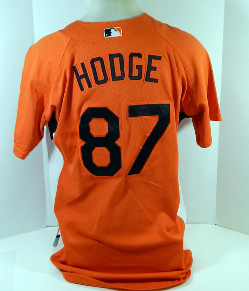 2007-08 Baltimore Orioles Jumberto Hodge #87 Game Used Orange Jersey BP ST 46 4