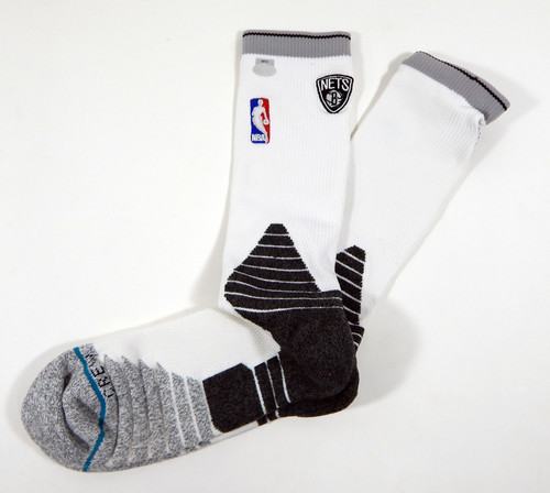 2015-16 Brooklyn Nets Sergey Karasev #10 Game Used White Black Grey Socks 447