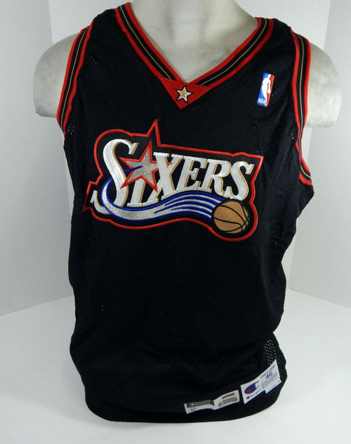 1998-99 Philadelphia 76ers Blank Game Issued Black Jersey 46 DP59161