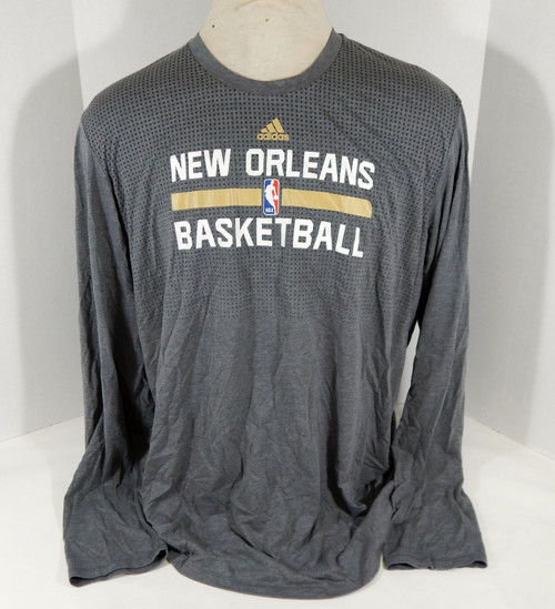 2015-16 New Orleans Pelicans Team Issued Grey Long Sleeve Training Shirt 3XLT 7S