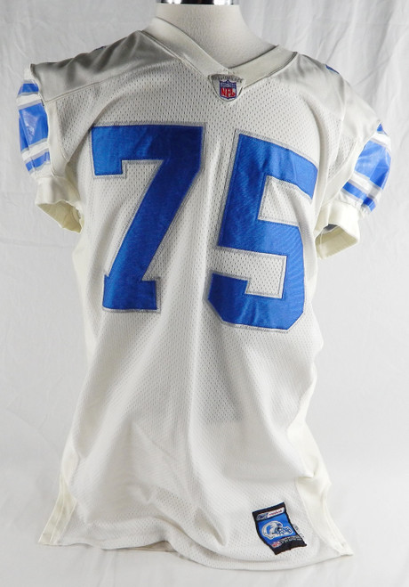 2001 Detroit Lions Matt Joyce #75 Game Used White Jersey 50 095
