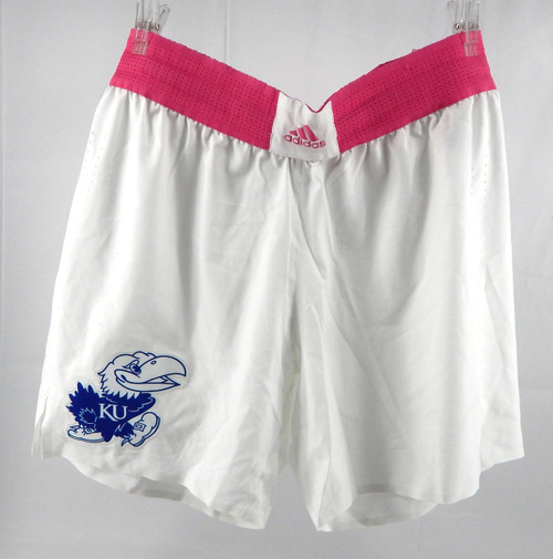 2020-21 Kansas Jayhawks Game Issued White Shorts Womens Breast Cancer XL 272