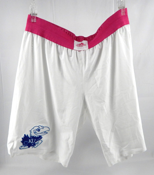 2022-23 Kansas Jayhawks Game Issued White Shorts Womens Breast Cancer 2XL 273
