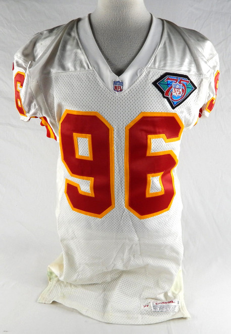 1994 Kansas City Chiefs Tim Newton #96 Game Issued White Jersey 75th NFL P 44 30