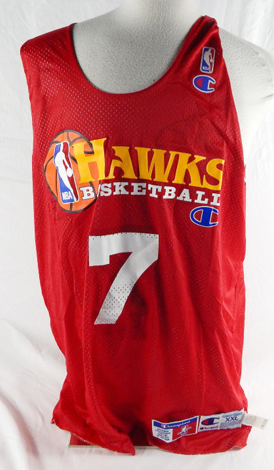 1990s Atlanta Hawks #7 Game Issued Red Practice Jersey XXL 518