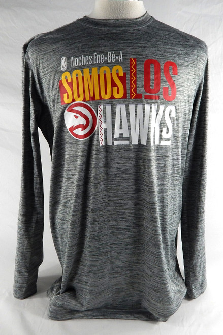 2023-24 Atlanta Hawks Game Used Grey Training Shirt Los Hawks L 586