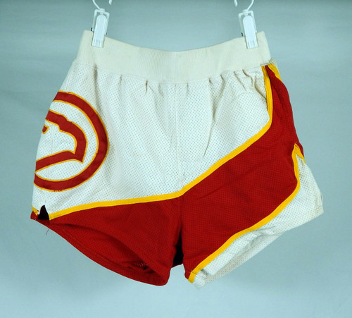 1980s Atlanta Hawks #42 Game Used White Shorts Pac Man 34 781