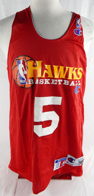 1990s Atlanta Hawks #5 Game Issued Red Practice Jersey XL 838