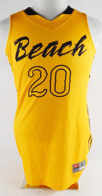 2013-14 Long Beach State 49ers #20 Game Issued P Used Yellow Jersey Basketball 3