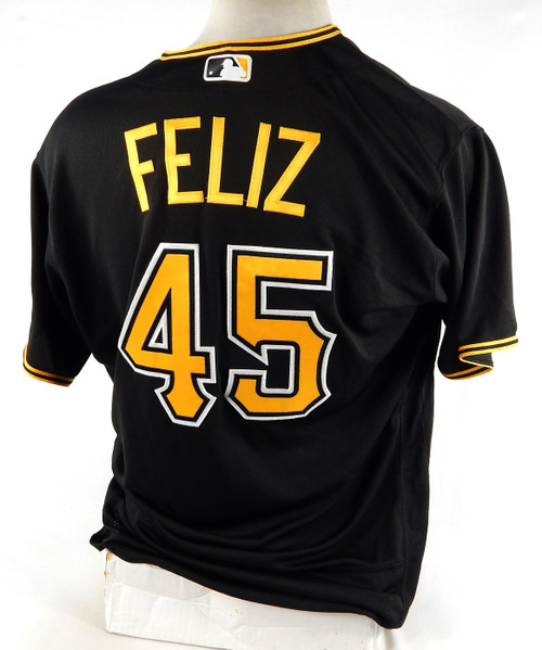 2018 Pittsburgh Pirates Michael Feliz #45 Game Used Black Jersey 48 DP80790