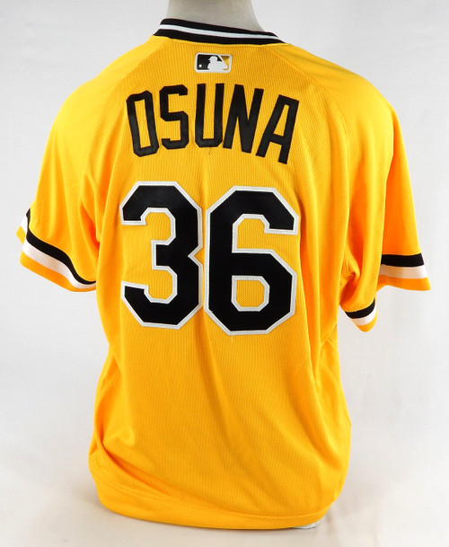 2018 Pittsburgh Pirates Jose Osuna #36 Game Used Yellow Jersey 1979 TBTC 48 793