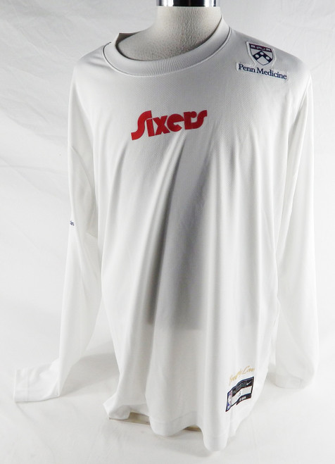2024-25 Philadelphia 76ers Alex Reese #65 Game Used White Shooting Shirt City 8