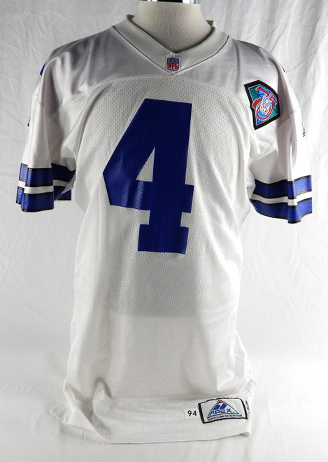 1994 Dallas Cowboys #4 Game Used White Jersey 75th Patch 46 029