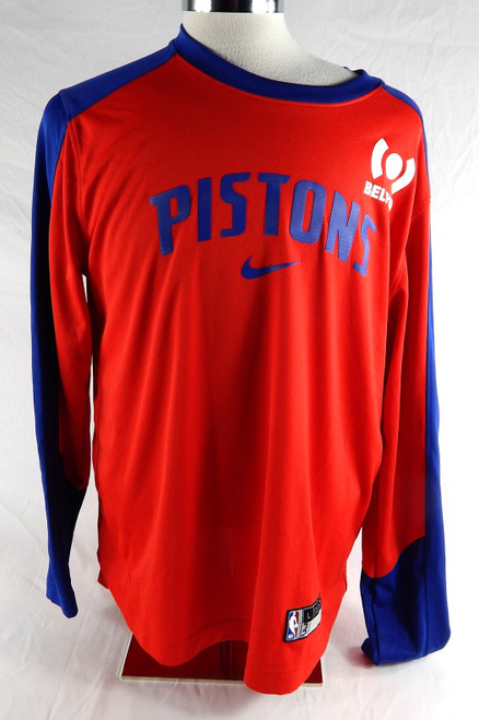 2024-25 Detroit Pistons #31 Game Used Red Long Sleeve Shooting Shirt L 349