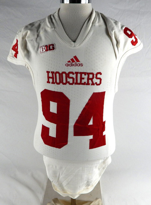 Indiana Hoosiers #94 Game Used White Jersey Football Name Plate Rem L 165