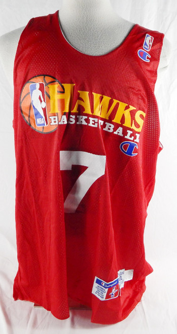 1990s Atlanta Hawks #7 Game Issued Red Practice Jersey XXL 517