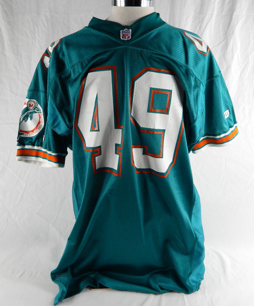 1993 Miami Dolphins #49 Game Issued Pos Used Teal Jersey Name Plate Rem 50 150