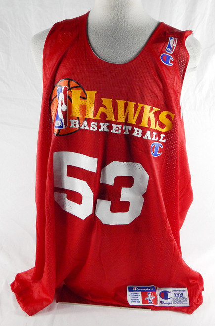 1990s Atlanta Hawks #53 Game Issued Red Practice Jersey XXXL 835
