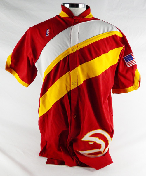 1988-89 Atlanta Hawks #40 Game Used Red Warm Up Jacket Pacman 44 216