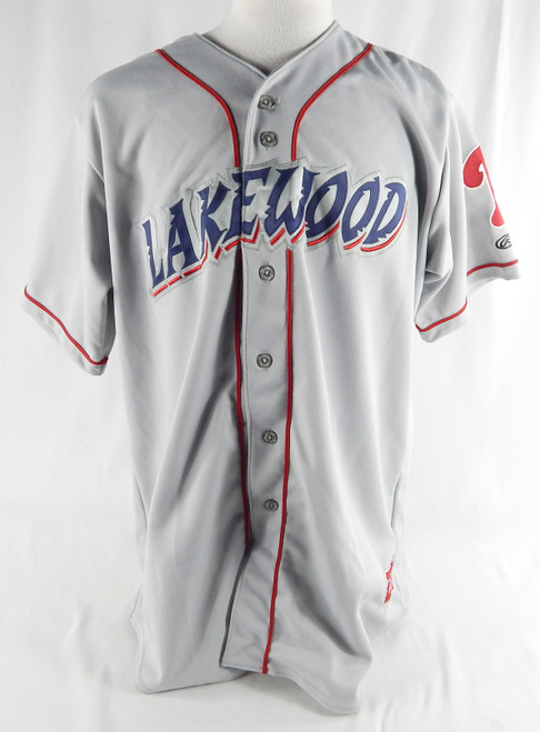 Lakewood BlueClaws Blank Game Issued Grey Jersey 46 763