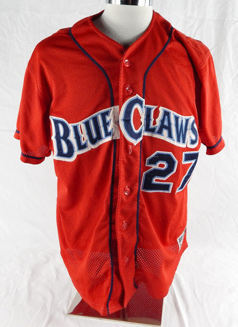 2003 Lakewood BlueClaws Ryan Barthelemy #27 Game Used Red Jersey 48 841