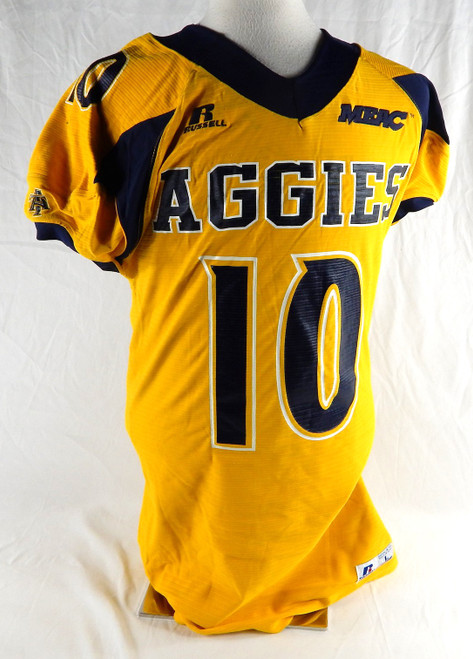 North Carolina A&T Aggies #10 Game Used Yellow Jersey Football L 295