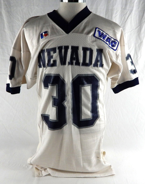1990s Nevada Wolf Pack #30 Game Used White Jersey Football 44 027