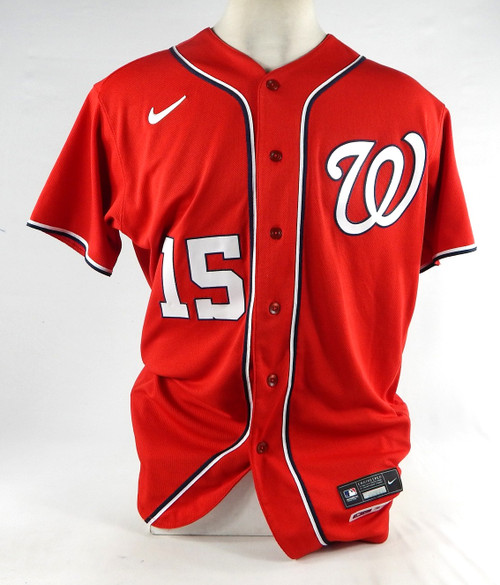 2022 Washington Nationals Riley Adams #15 Game Issued Red Jersey 46 069