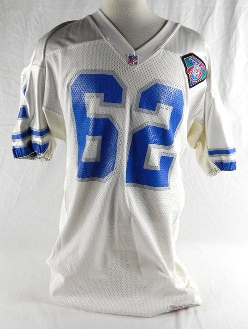 1994 Detroit Lions Tony Semple #62 Game Used White Jersey 75th Patch 50 008